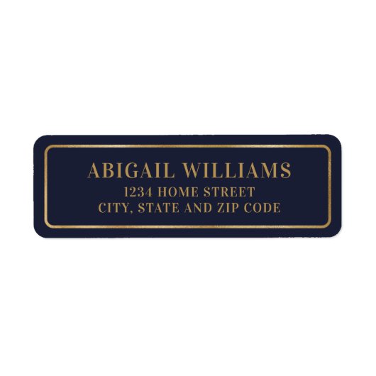 Elegant Navy Blue en Gold Return Address Etiket (Voorkant)