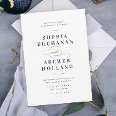 Elegant Navy Blue en Gold Wedding Kaart