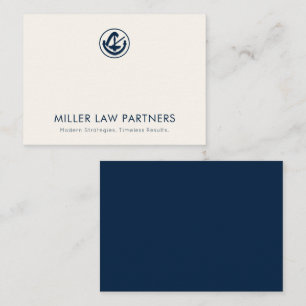 Elegant Navy Blue en Ivoor Legal Logo Note Kaart Notitiekaartje