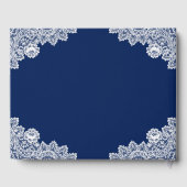 Elegant Navy Blue en Lace Wedding Guest Book Gastenboek (Achterkant)