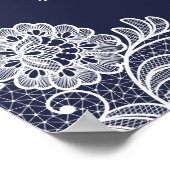 Elegant Navy Blue en Lace | Welkomstteken voor bru Poster (Hoek)