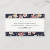Elegant Navy Blue en Mauve Floral | WATERVERF Visitekaartje (Achterkant)