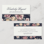 Elegant Navy Blue en Mauve Floral | WATERVERF Visitekaartje (Voorkant / Achterkant)