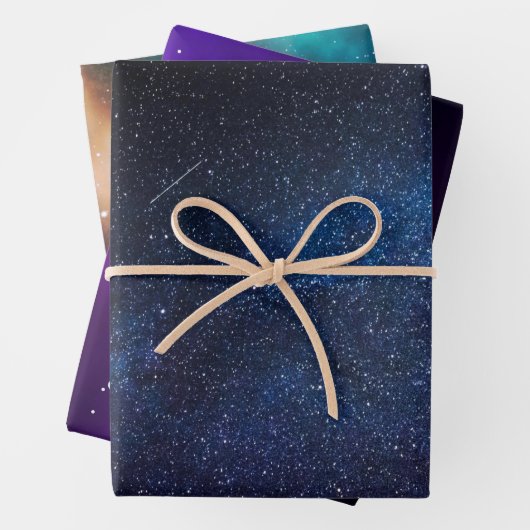 Elegant navy Blue en paarse melkwegstelsel Inpakpapier Vel (In situ)