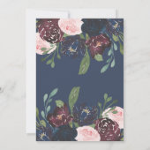 Elegant Navy Blue en Plum Floral | Bat Mitzvah Kaart (Achterkant)