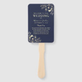 Elegant Navy Blue en Roos Gold Wedding Programma Handwaaier (Voorkant)