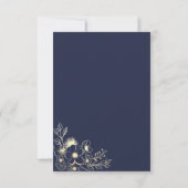 Elegant Navy Blue en Roos Gold Wedding RSVP Kaartje (Achterkant)