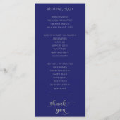 Elegant Navy Blue en Silver Wedding Programmakaart (Achterkant)