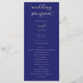Elegant Navy Blue en Silver Wedding Programmakaart (Voorkant)