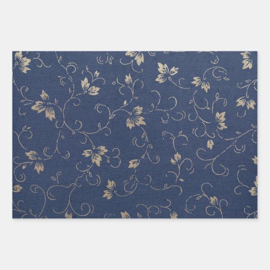 Elegant Navy Blue en Tan Inpakpapier Vel (Voorkant 3)