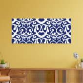 Elegant Navy Blue en White Canvas Wall Art (Insitu (Woonkamer))