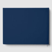 Elegant navy blue en white custom name text gastenboek (Achterkant)