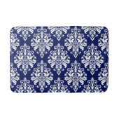 Elegant Navy Blue en White Damask Pattern Badmat (Voorkant)