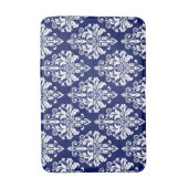 Elegant Navy Blue en White Damask Pattern Badmat (Voorkant Verticaal)