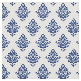 Elegant Navy Blue en White Damask Pattern Stof