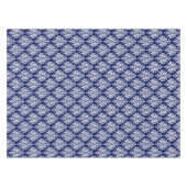 Elegant Navy Blue en White Damask Pattern Tafelkleed (Voorkant (Horizontaal))