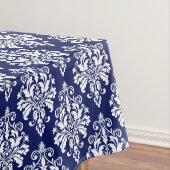 Elegant Navy Blue en White Damask Pattern Tafelkleed (Voorbeeld)