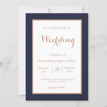 Elegant Navy Blue en White Faux Roos Gold Wedding