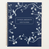 Elegant Navy Blue en white French toile Planner (Voorkant)