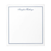 Elegant Navy Blue en White, gepersonaliseerd Notitieblok (Voorkant)