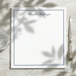 Elegant Navy Blue en White, gepersonaliseerd Notitieblok