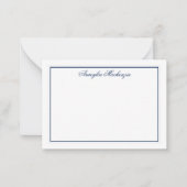 Elegant Navy Blue en White, gepersonaliseerd Notitiekaartje (Voorkant)