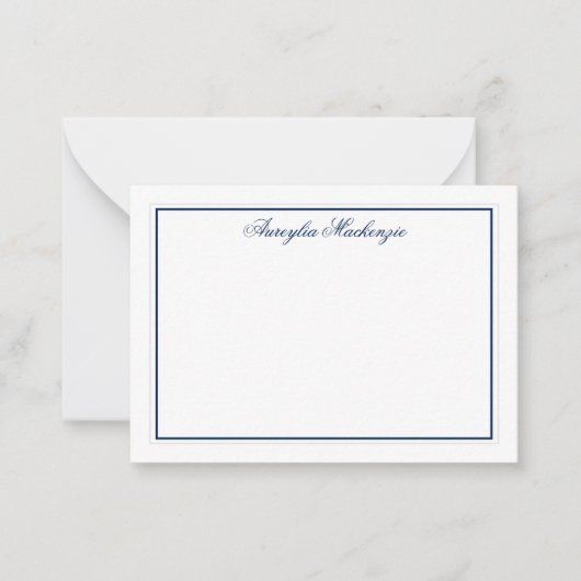 Elegant Navy Blue en White, gepersonaliseerd Notitiekaartje (Voorkant)
