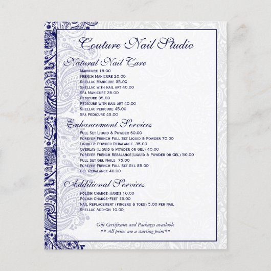 Elegant Navy Blue en White paisley Lace Flyer (Voorkant)
