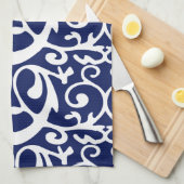 Elegant Navy Blue en White Pattern Kitchen Towels Theedoek (Quarter Fold)