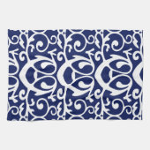 Elegant Navy Blue en White Pattern Kitchen Towels Theedoek (Horizontaal)