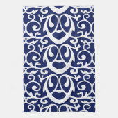 Elegant Navy Blue en White Pattern Kitchen Towels Theedoek (Verticaal)