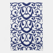 Elegant Navy Blue en White Pattern Kitchen Towels Theedoek (Verticaal)