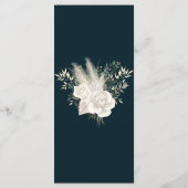 Elegant Navy Blue en White Roses Wedding Menu (Achterkant)