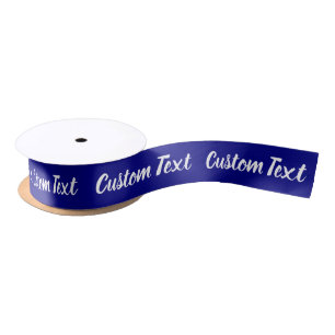 Elegant Navy Blue en White Script Text Sjabloon Satijnen Lint