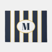 Elegant Navy Blue en White Striped Monogram Deurmat (Voorkant)