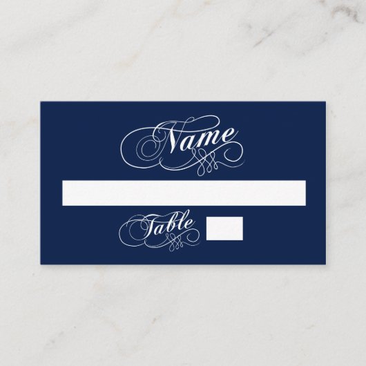 Elegant Navy Blue en White Wedding Escort Kaarten Plaatskaartje (Voorkant)