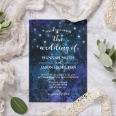 Elegant Navy Blue Enchanted Whimsical Wedding Kaart