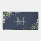 Elegant Navy Blue Eucalyptus Botanical Monogram Bureaumat (Voorkant)