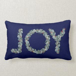 Elegant Navy Blue Eucalyptus kerst Joy Kussen