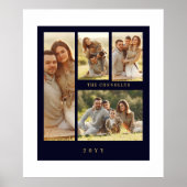 Elegant Navy Blue & Fake Classic 4 Muli Photos Poster (Voorkant)