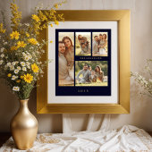 Elegant Navy Blue & Fake Classic 4 Muli Photos Poster