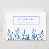 Elegant Navy Blue faux foil greenery Wedding Bedankkaart (Voorkant)