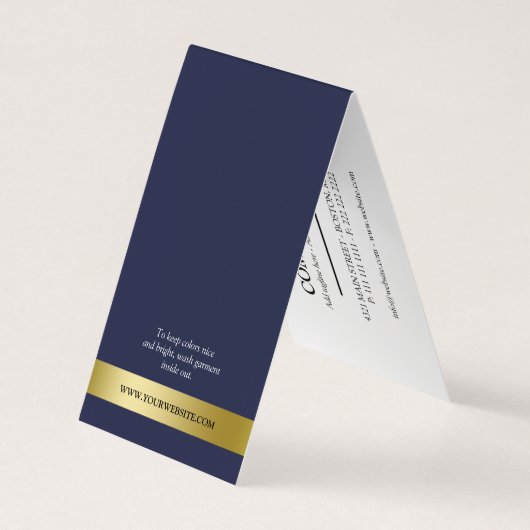 Elegant Navy Blue Faux Gold Uw Logo Label ophangen Visitekaartje (Achterkant)