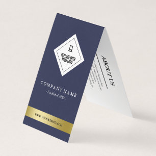 Elegant Navy Blue Faux Gold Uw Logo Label ophangen Visitekaartje