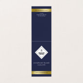 Elegant Navy Blue Faux Gold Uw Logo Label ophangen Visitekaartje (Buitenkant ongevouwen)