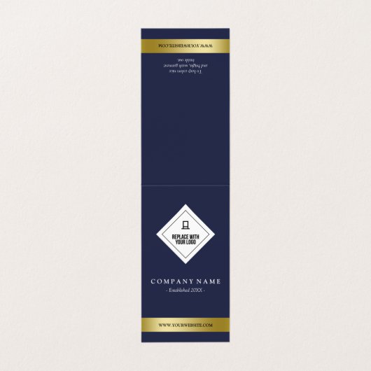 Elegant Navy Blue Faux Gold Uw Logo Label ophangen Visitekaartje (Buitenkant ongevouwen)