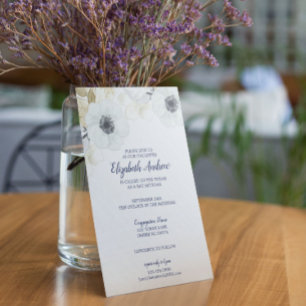 Elegant Navy Blue Floral Bat Mitzvah Kaart