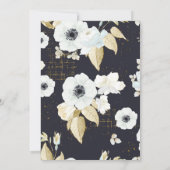 Elegant Navy Blue Floral Bat Mitzvah Kaart (Achterkant)