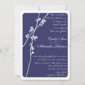 Elegant Navy Blue Floral Branch Wedding Kaart (Voorkant)