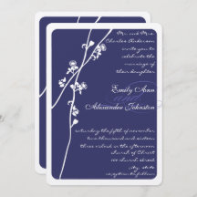 Elegant Navy Blue Floral Branch Wedding